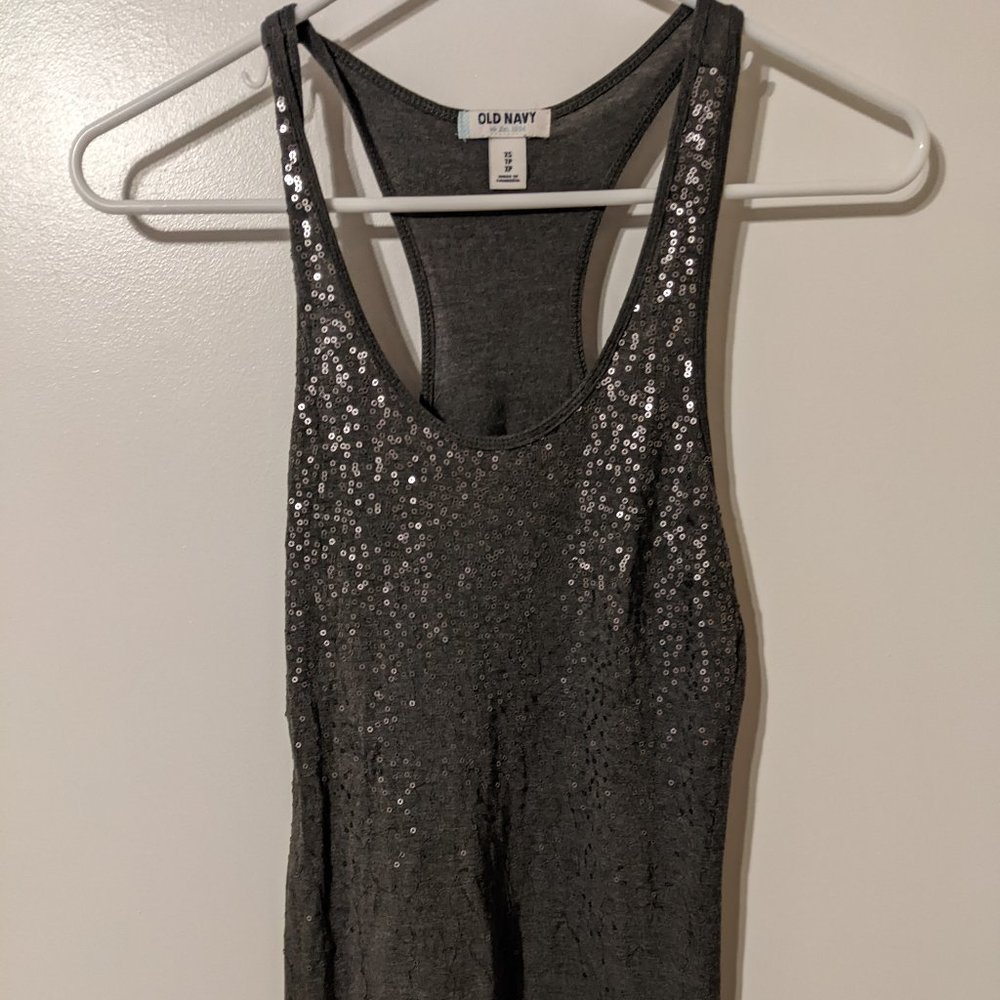 Old Navy Gray Sequined Tank Size XS